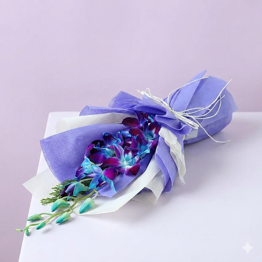 Enchanting Orchid Bouquet & Truffle Cake Combo