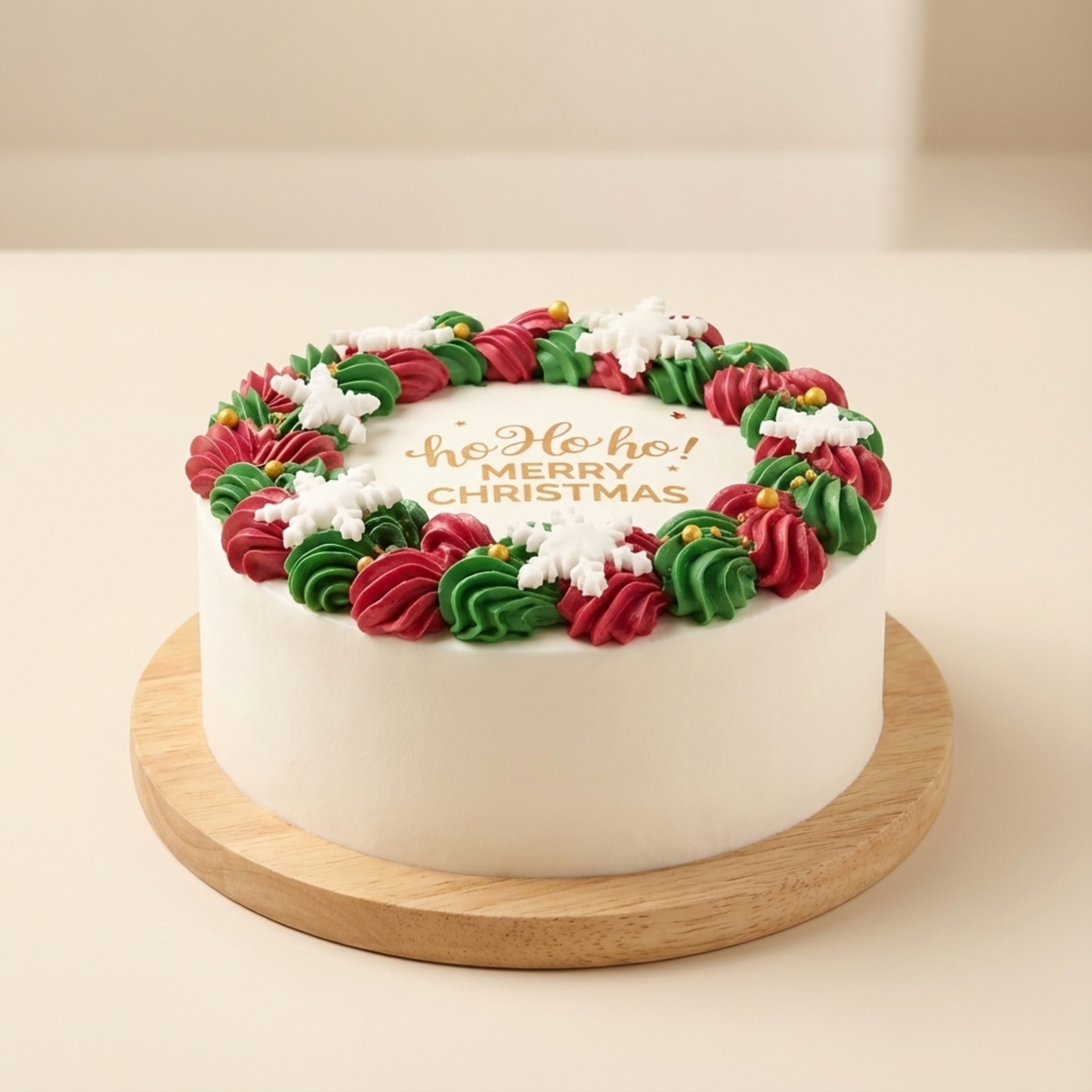 Red Velvet Xmas Wreath Bento Photo Cake