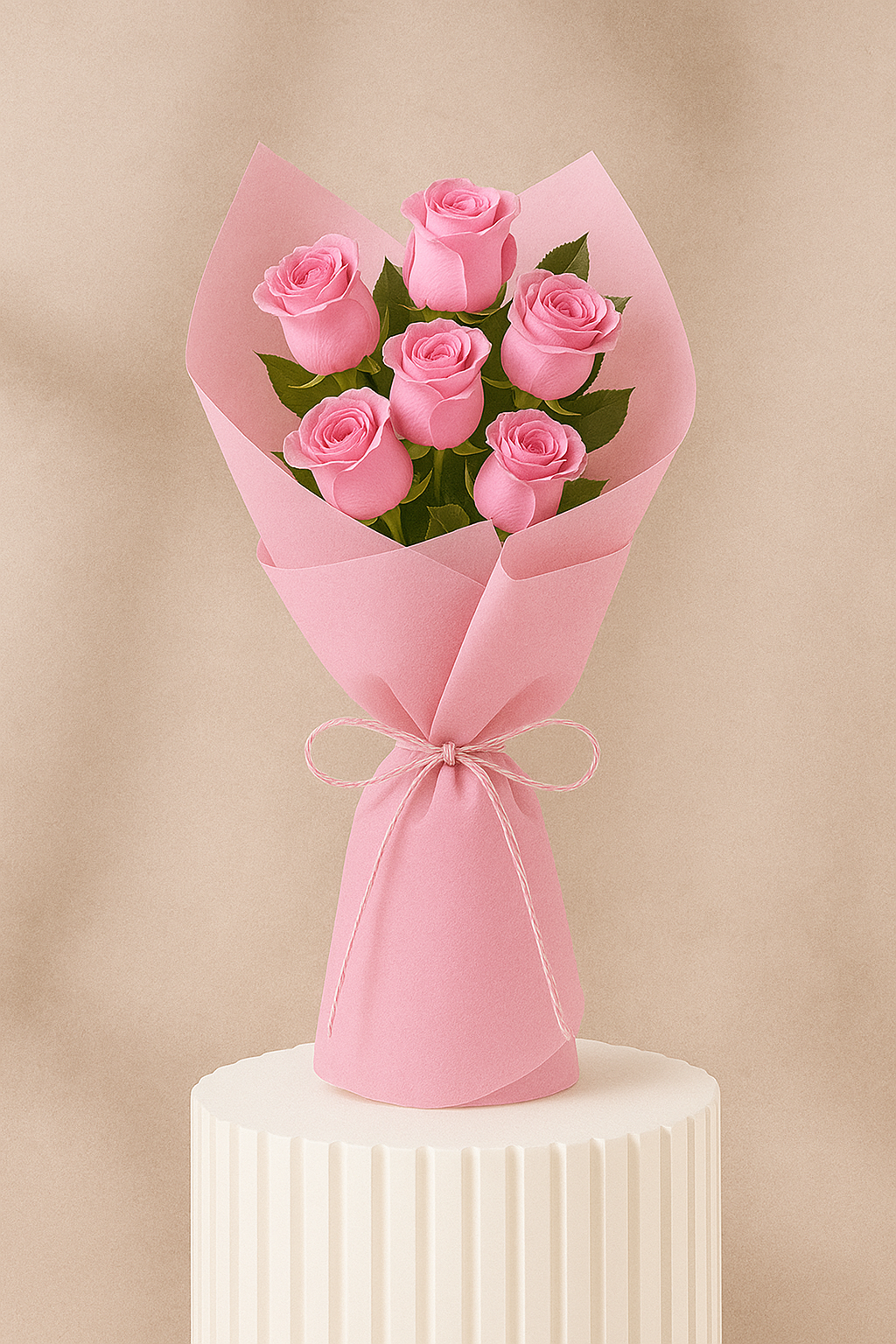 Delicate Love 6 Pink Roses Bunch