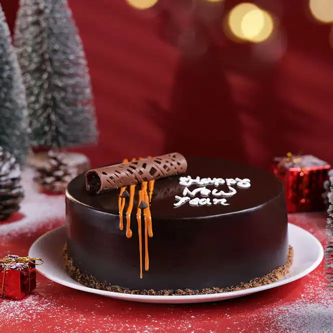 Choco Loaded Glazed New Year Cake