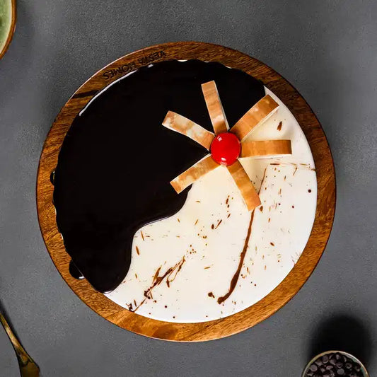 Chocolate Vanilla Half & Half Cake