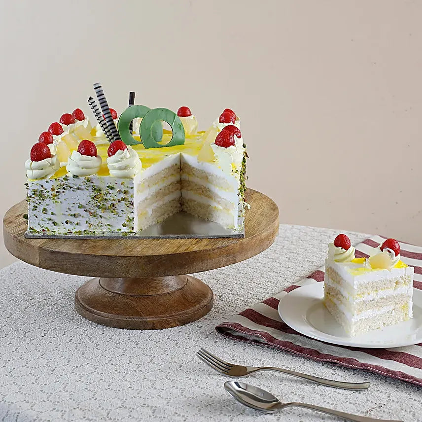 Cream Drop Cherry Pineapple Cake Eggless