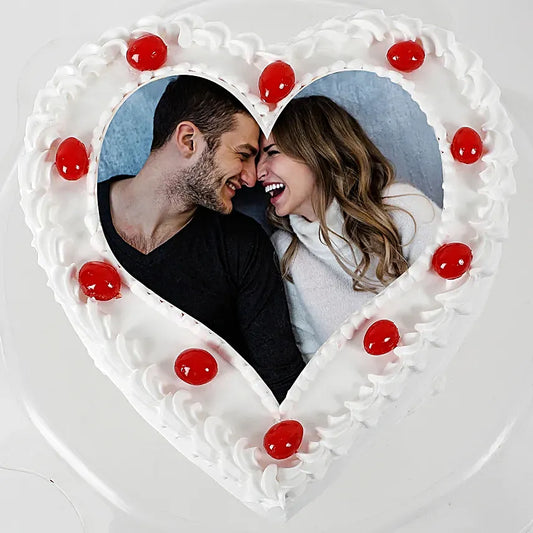 Pineapple Photo Cake Heart Shaped