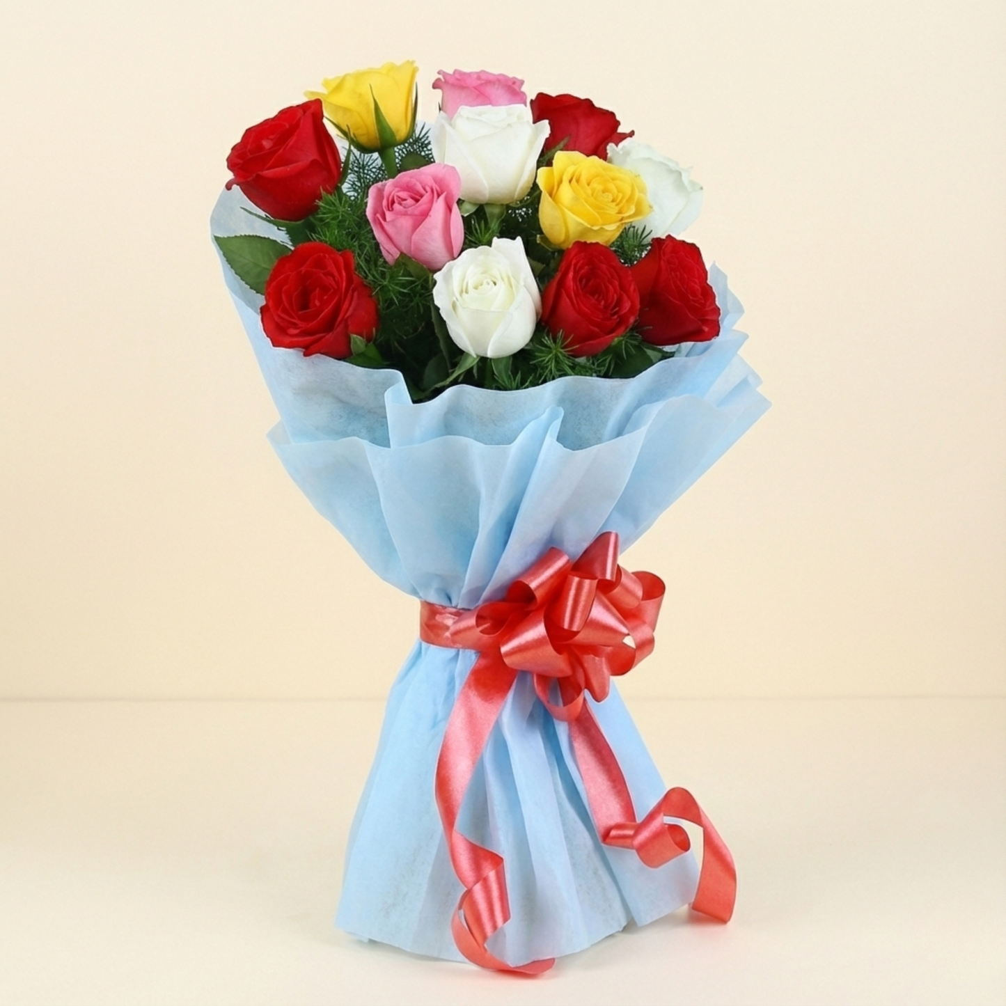 Colourful 12 Mixed Roses Bouquet