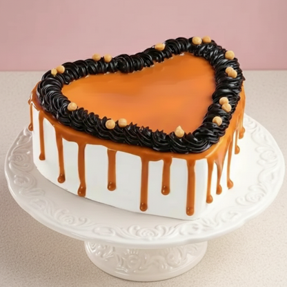 Heart Shaped Butterscotch Cherry Topped Cake