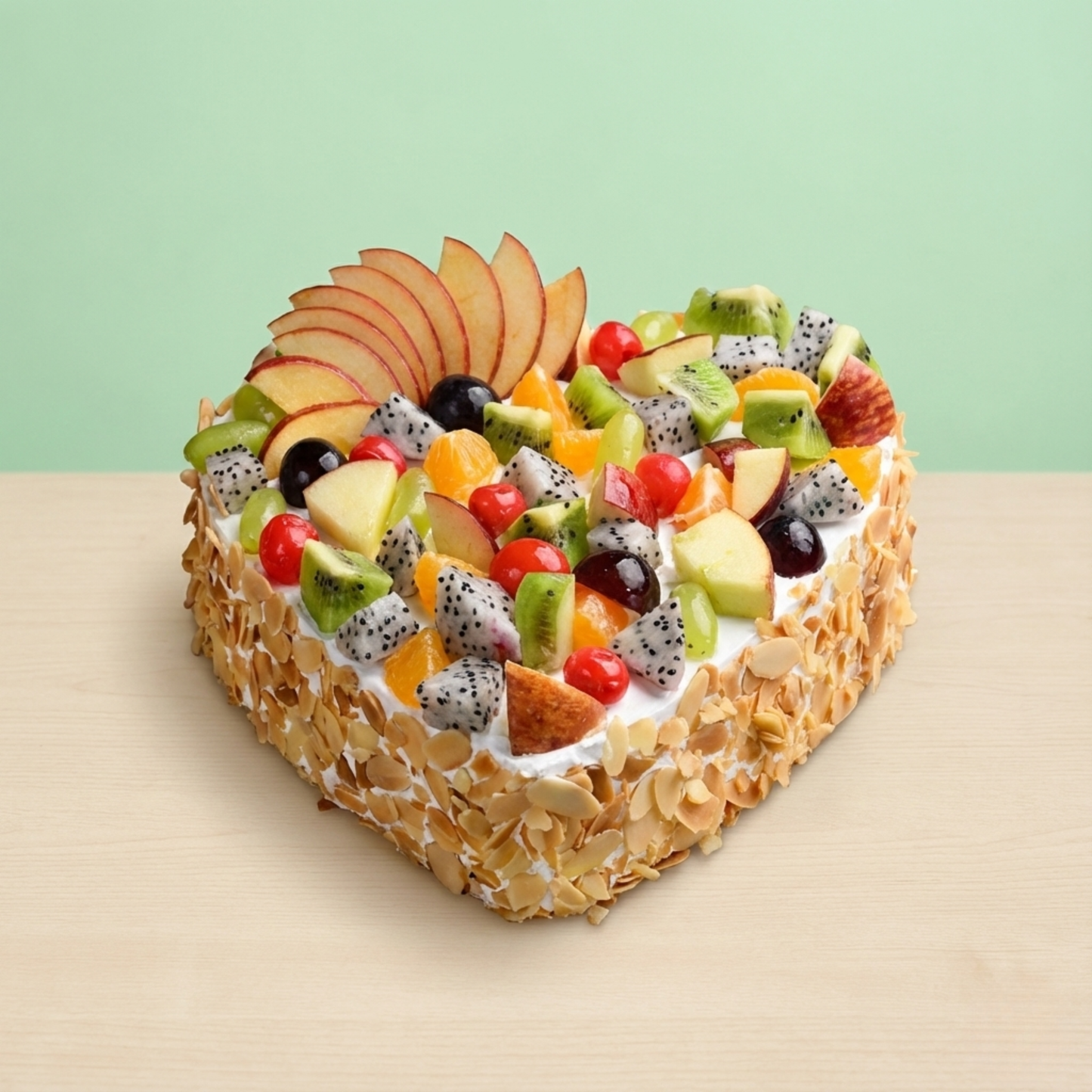 Heart Shape Fruits & Nuts Cake