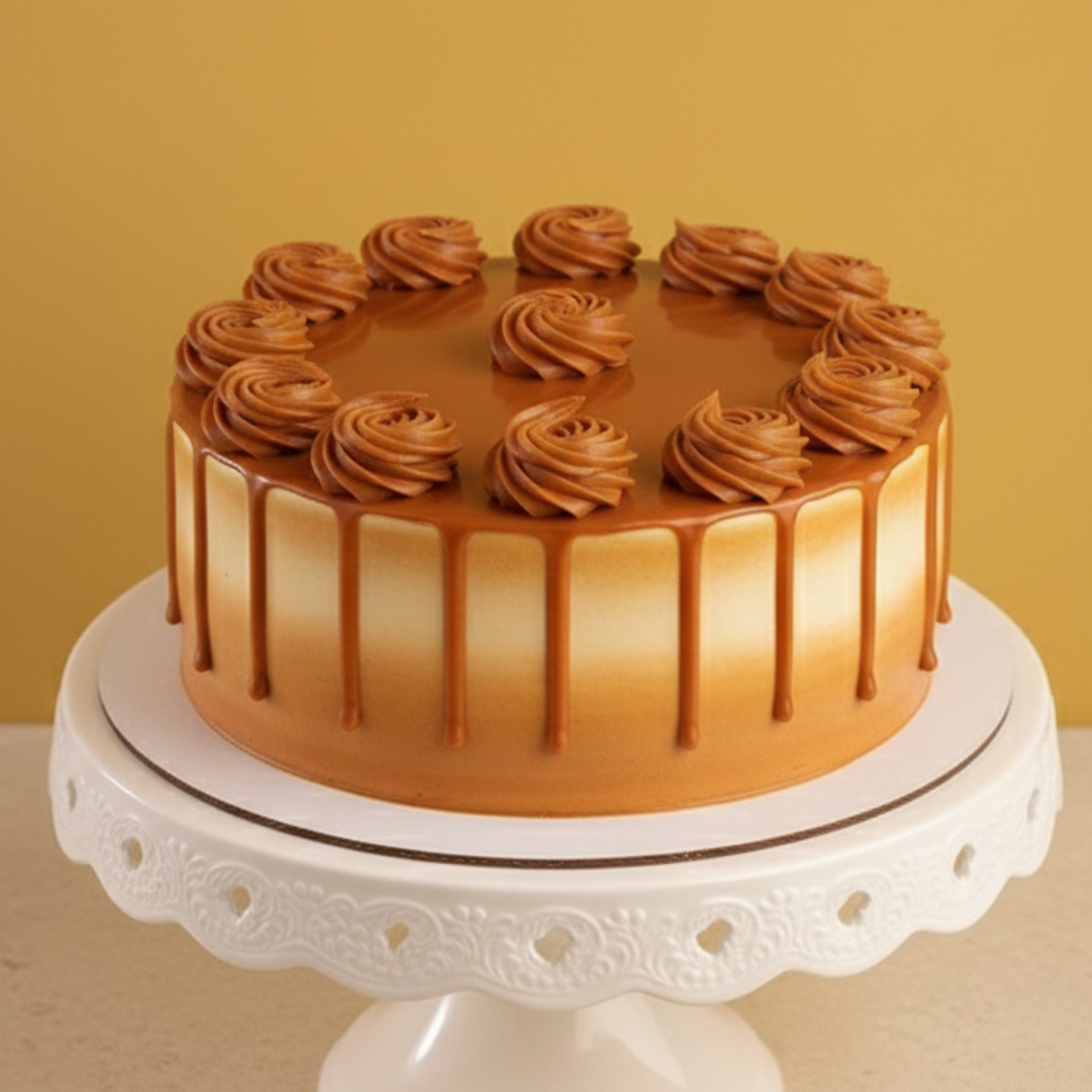 Swirly Butterscotch Drip Cake