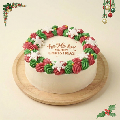 Red Velvet Xmas Wreath Bento Photo Cake