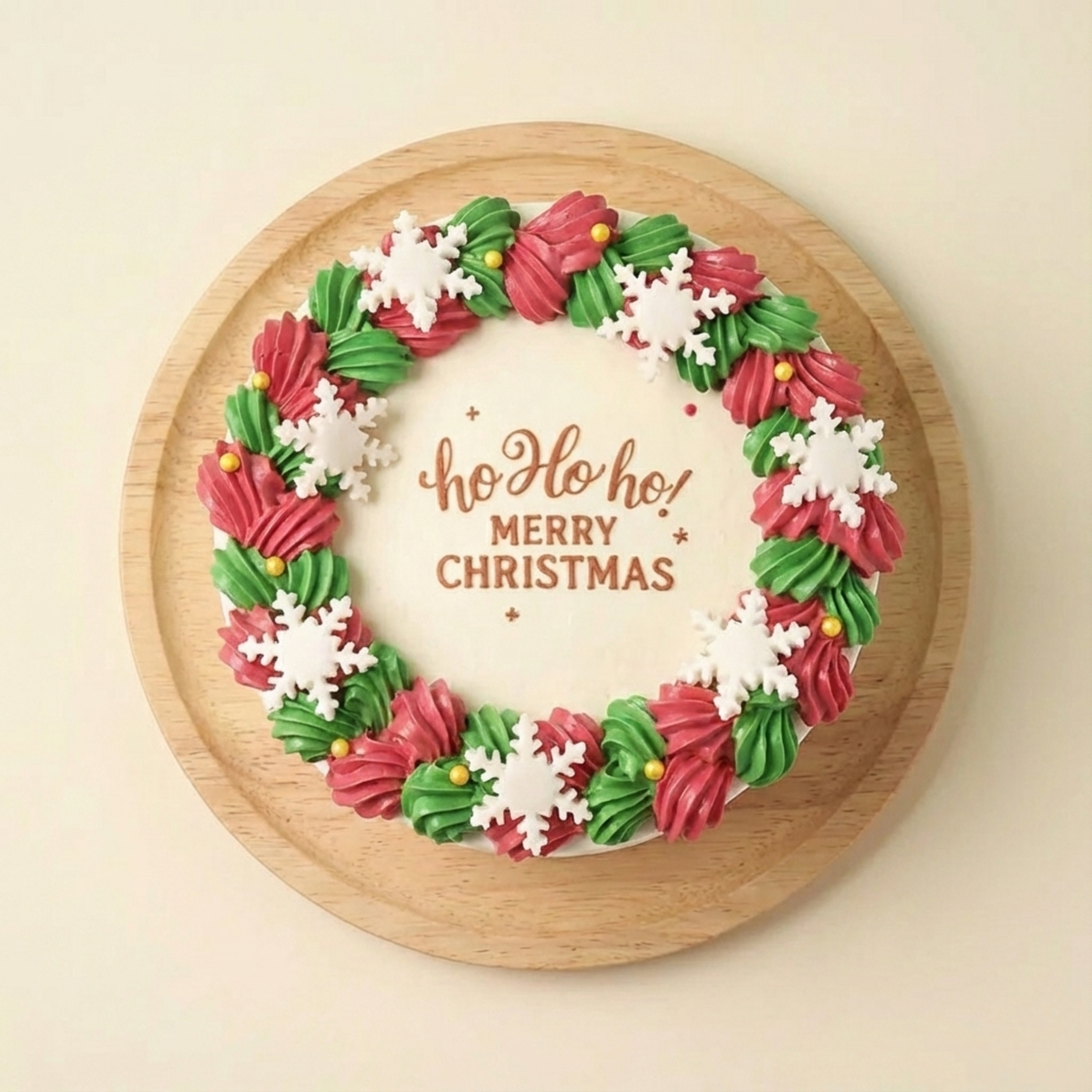 Red Velvet Xmas Wreath Bento Photo Cake