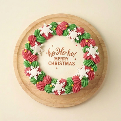 Red Velvet Xmas Wreath Bento Photo Cake