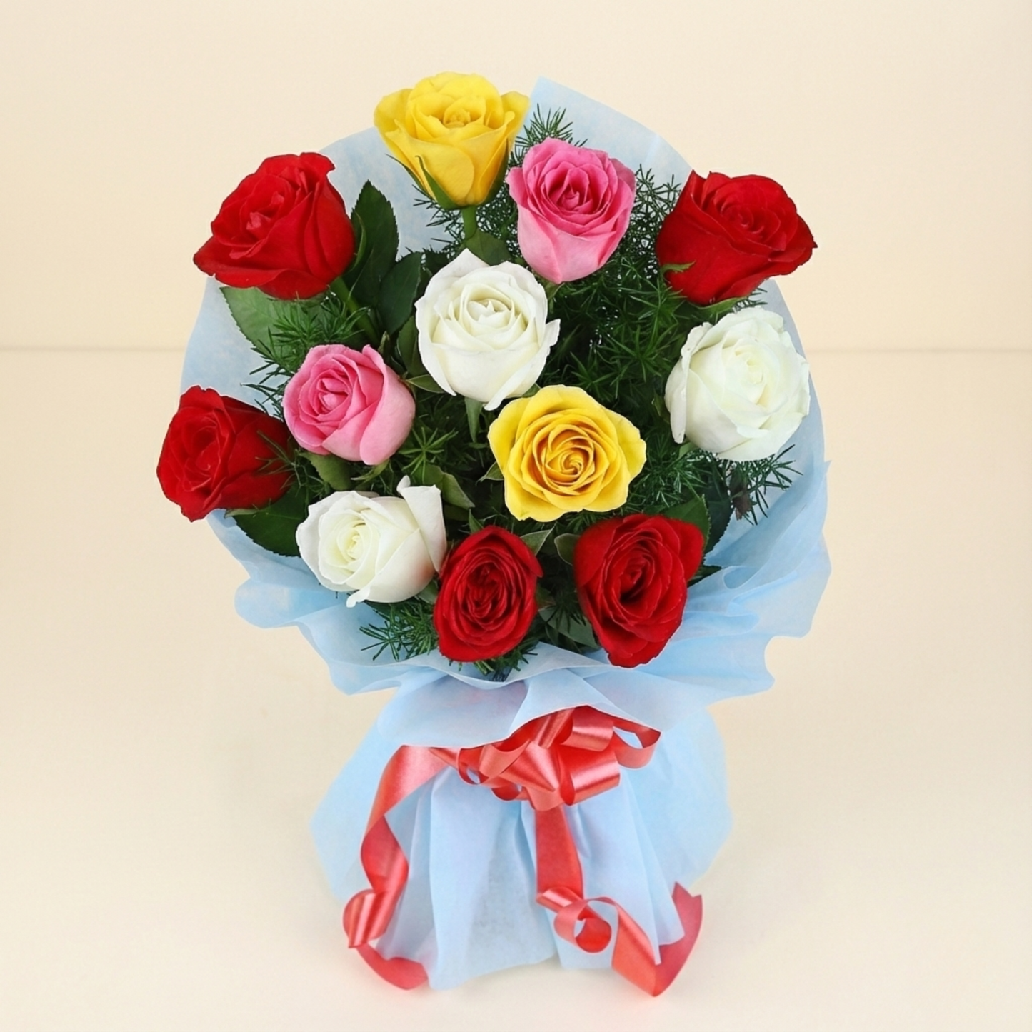 Colourful 12 Mixed Roses Bouquet