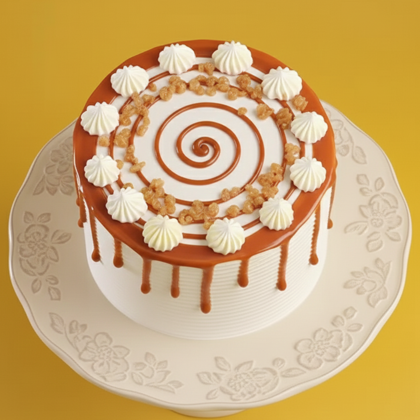 Caramel Swirl Butterscotch Drip Cake