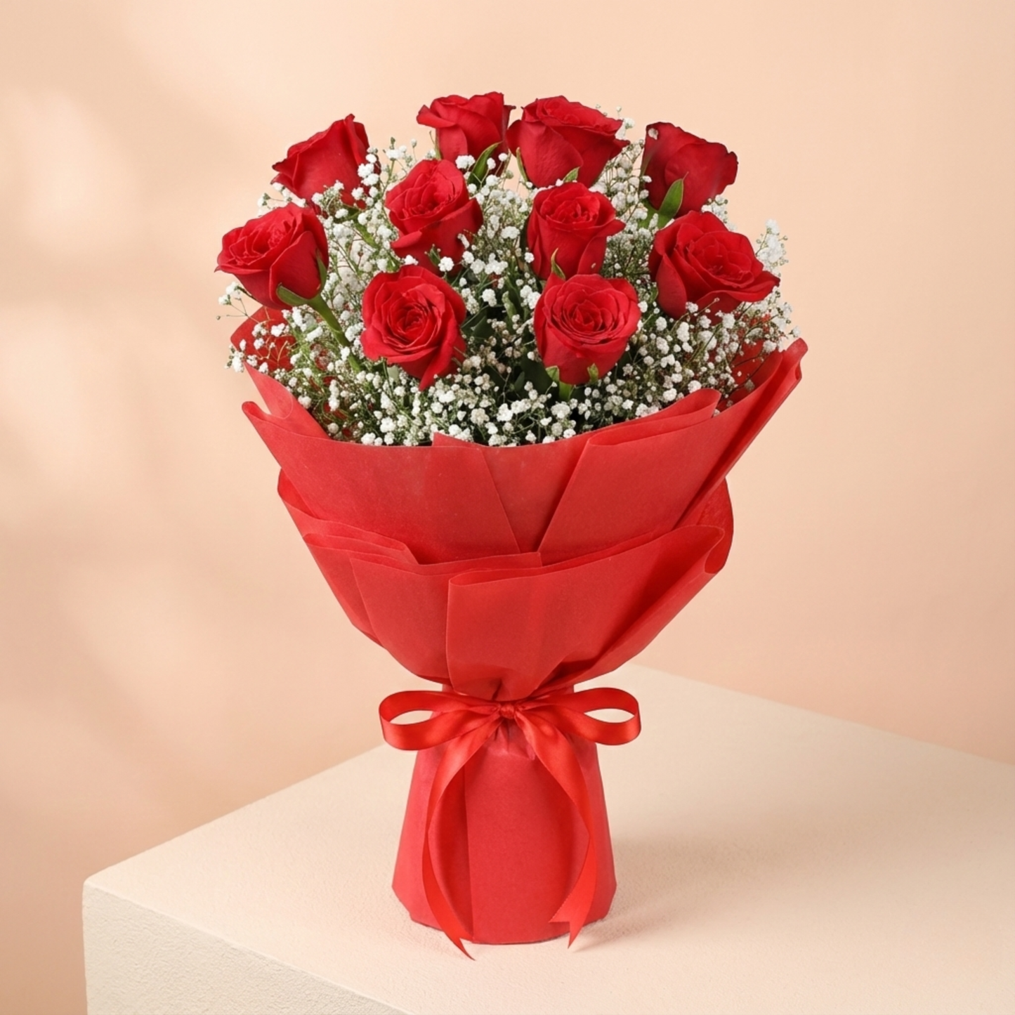 Timeless Love Red Roses Bouquet & Chocolate Cake