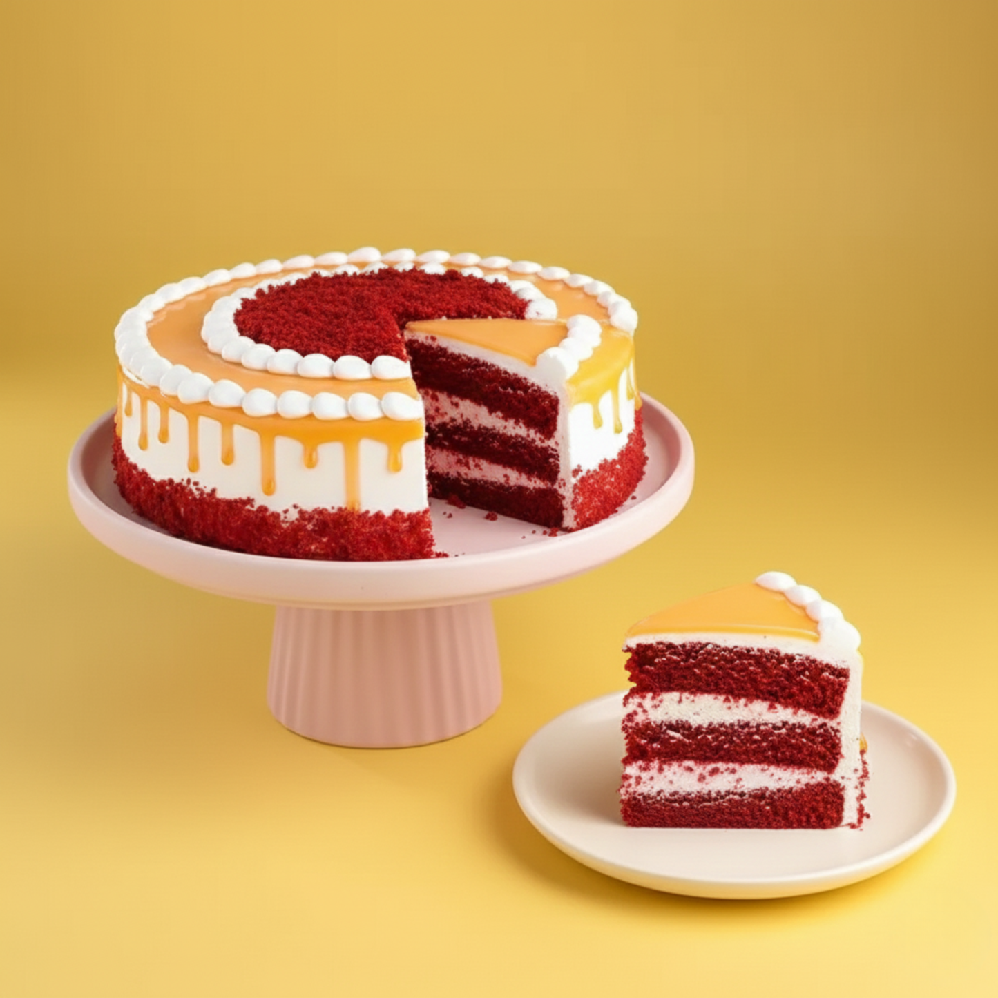 Red Velvet Coffee Drip Cream Cake