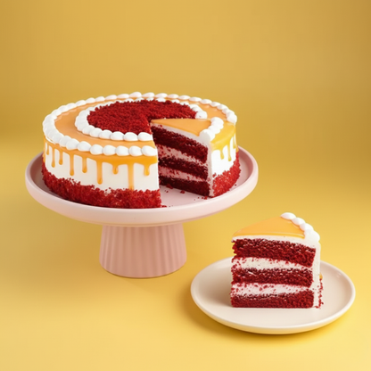 Red Velvet Coffee Drip Cream Cake