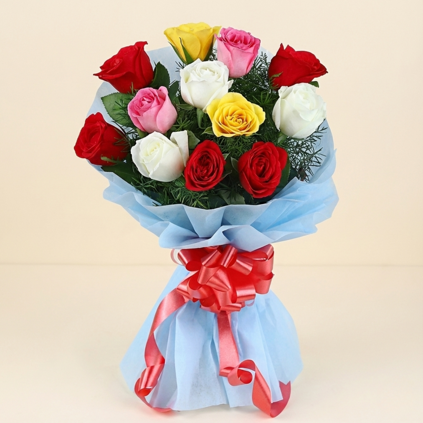Colourful 12 Mixed Roses Bouquet
