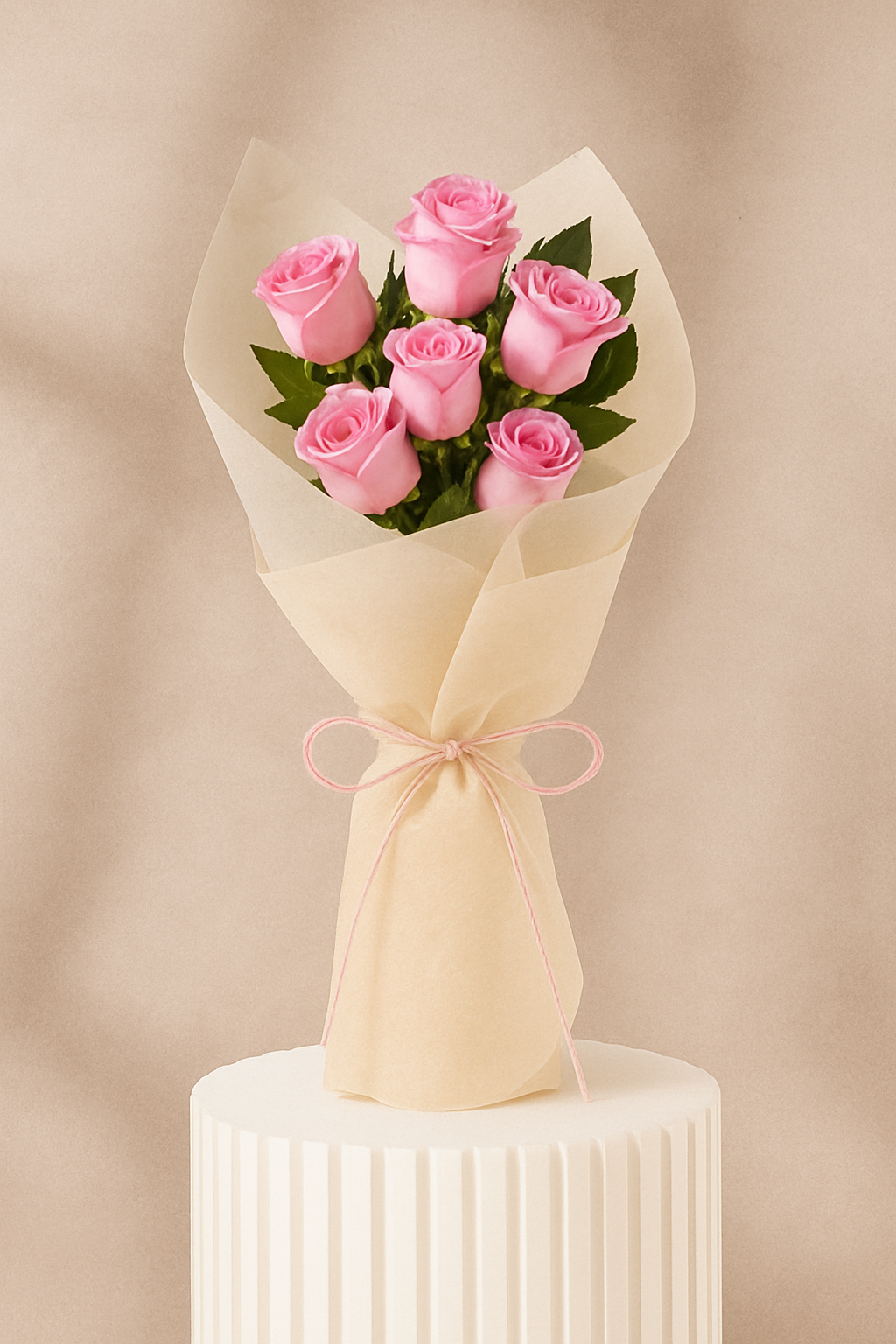 Delicate Love 6 Pink Roses Bunch
