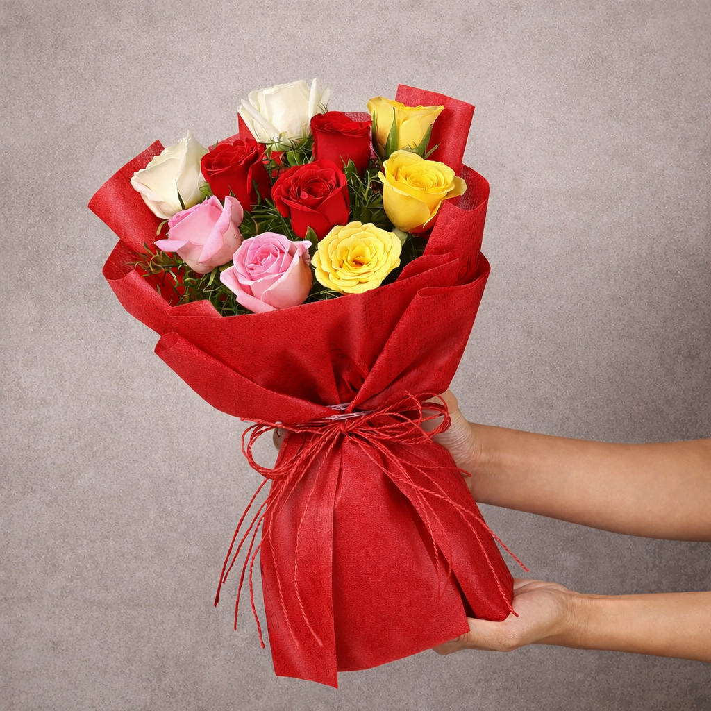Mixed Roses Romantic Flower Bunch