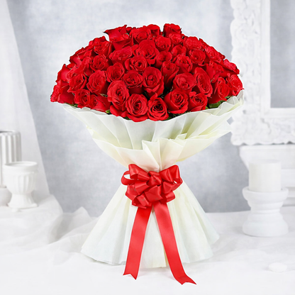 Majestic 50 Red Roses Bouquet