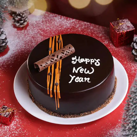 Choco Loaded Glazed New Year Cake