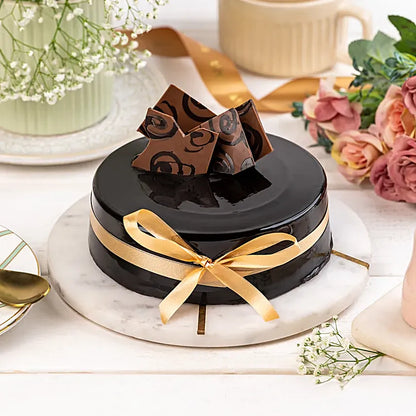 Decorated Chocolate Truffle Cake Eggless