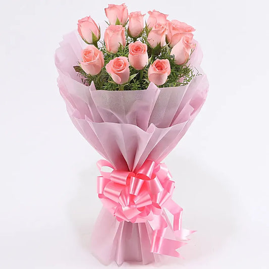 Elegance 12 Pink Roses Bouquet