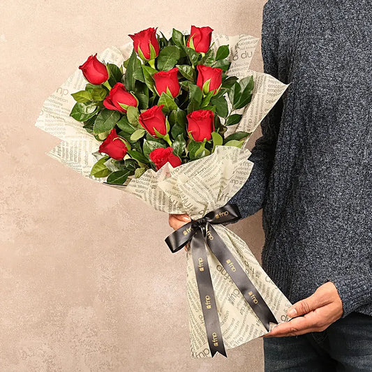 Elegant Vibe Red Roses Bouquet