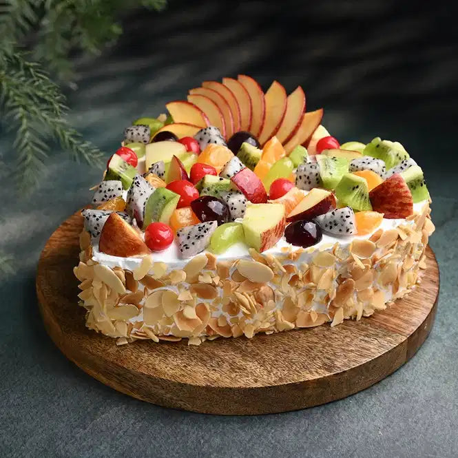 Heart Shape Fruits & Nuts Cake