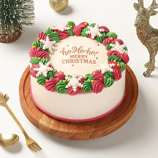 Red Velvet Xmas Wreath Bento Photo Cake
