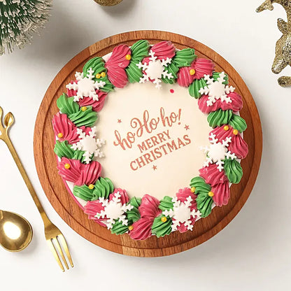 Red Velvet Xmas Wreath Bento Photo Cake