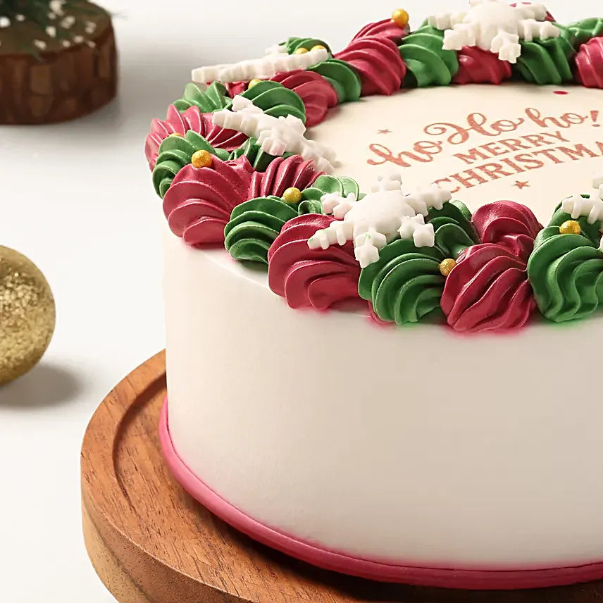 Red Velvet Xmas Wreath Bento Photo Cake
