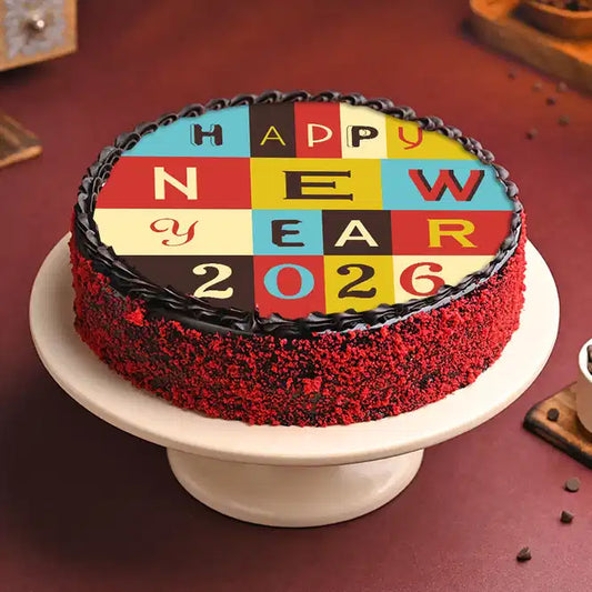 Vibrant N Lip Smacking New Year Photo Cake