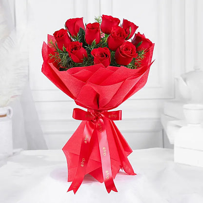 Vivid 10 Red Roses Bouquet