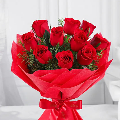 Vivid 10 Red Roses Bouquet