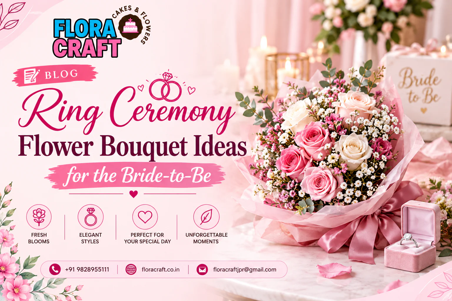 Ring ceremony flower bouquets in Jaipur