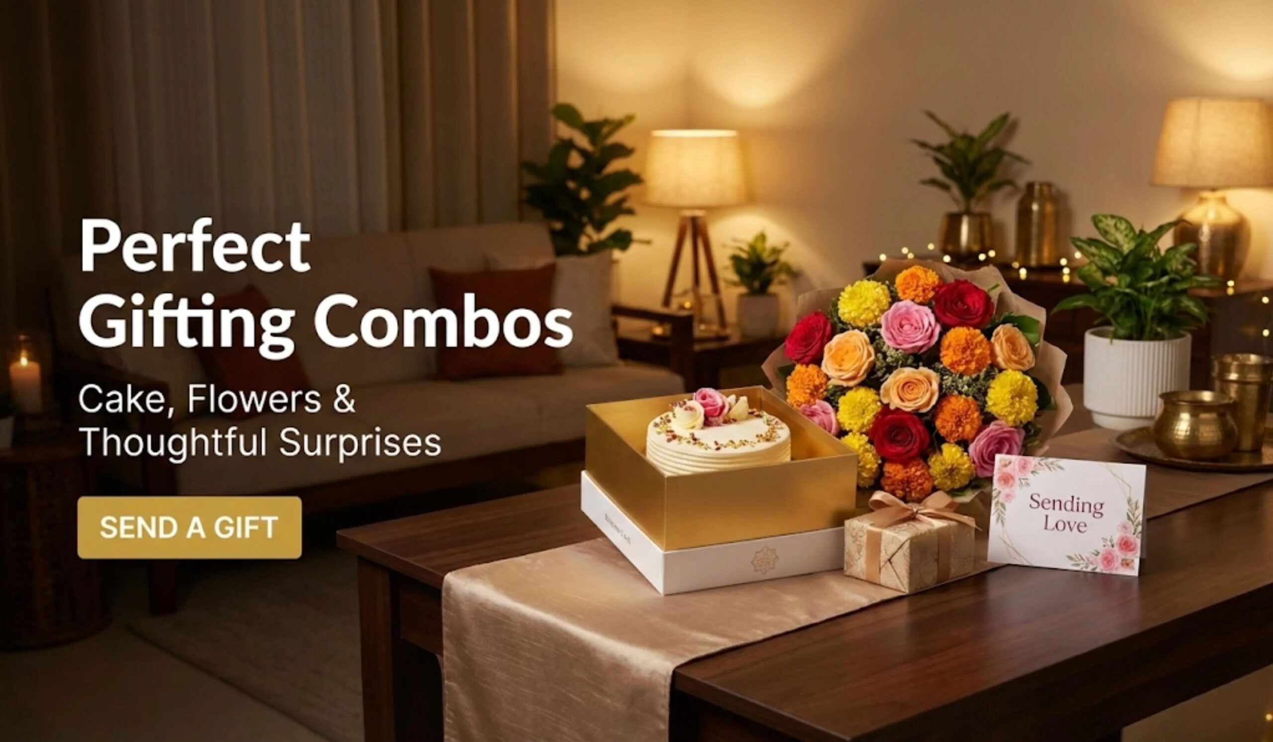Perfect Gifting Combos — cake, flowers and thoughtful surprises. Send a gift.