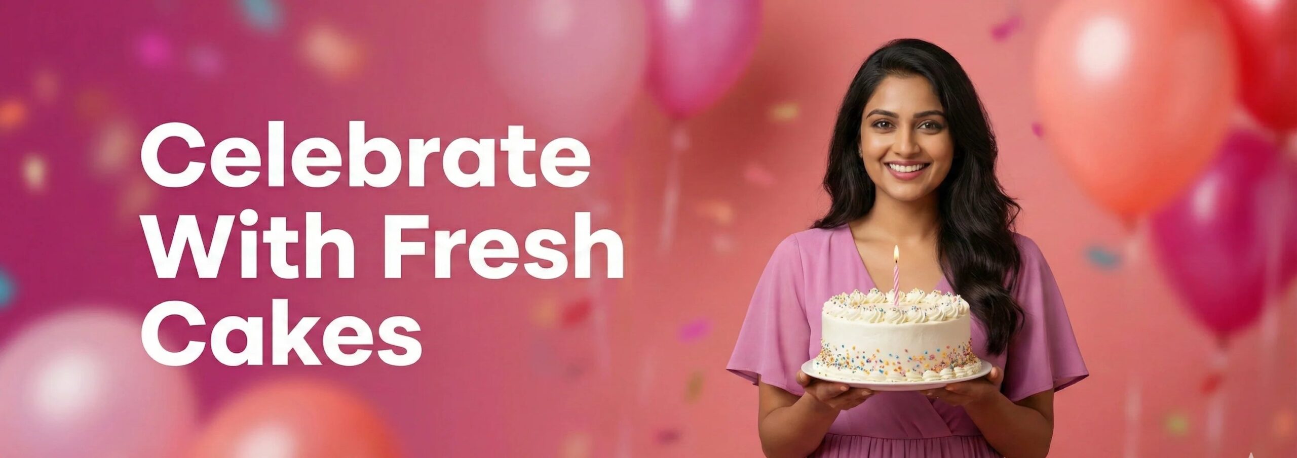 Celebrate with fresh cakes — woman holding a sprinkle birthday cake